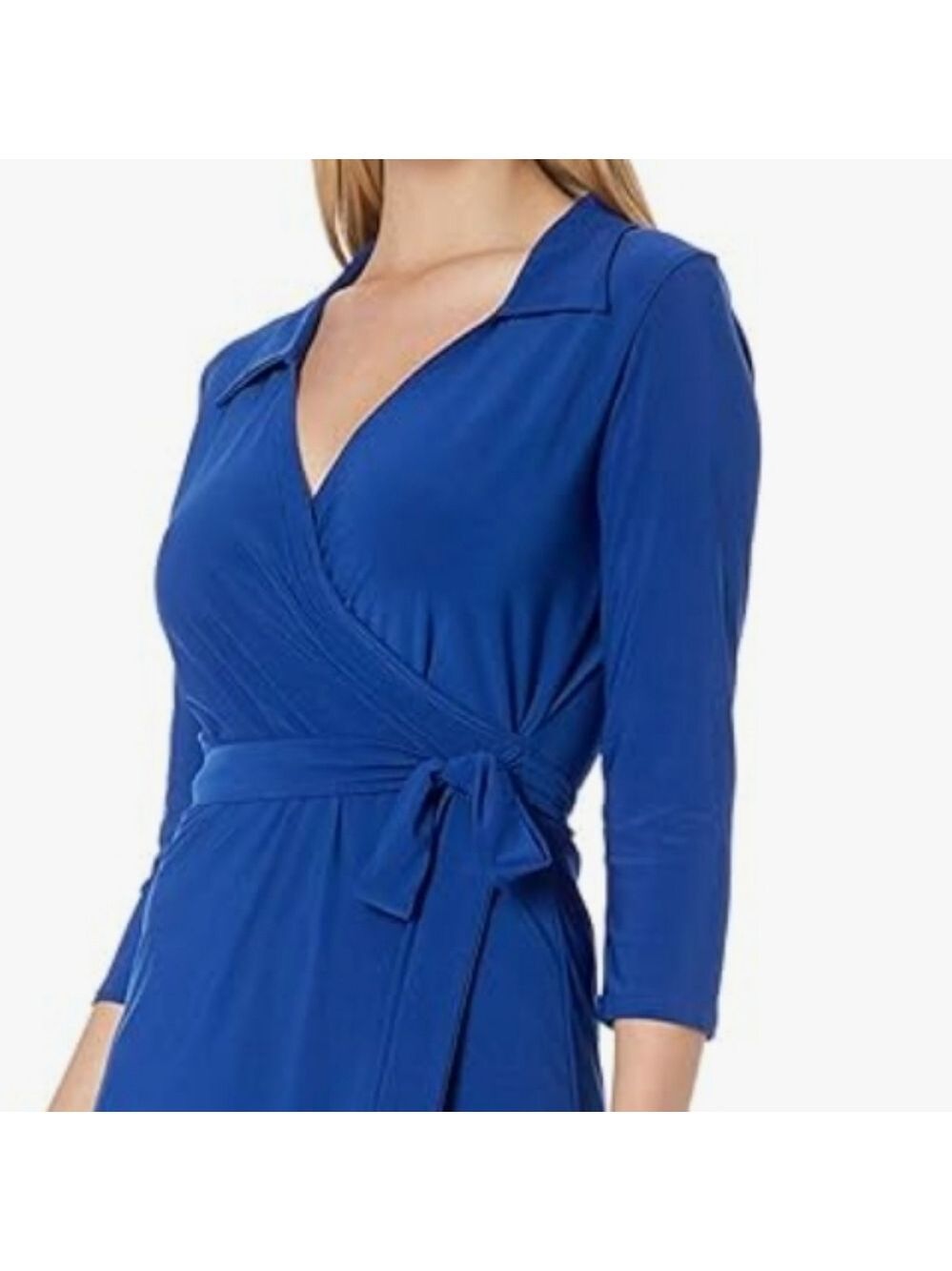 StarVixen Royal Blue Women's 3/4 Sleeves Faux Wrap Dress NWOT Size L - Picture 3 of 7